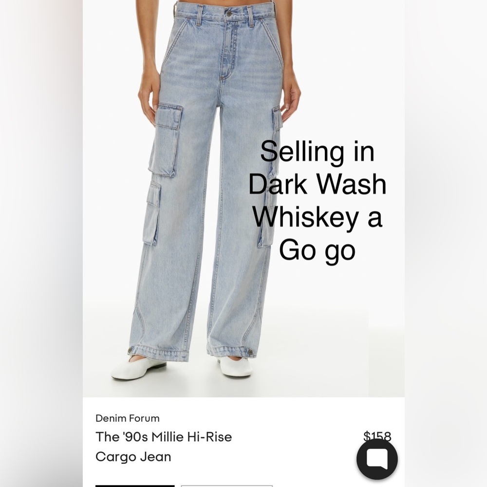 WORN ONCE - Aritzia Denim Forum Millie Cargo Jeans - Colour Dark Wash - Size 24